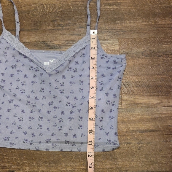Hollister Purple Sleeveless Cropped Camisole With Flowers Junior Size Medium - Picture 10 of 10